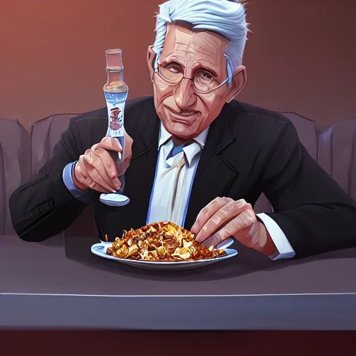 dr. Anthony fauci eating a bowl of Spike protein