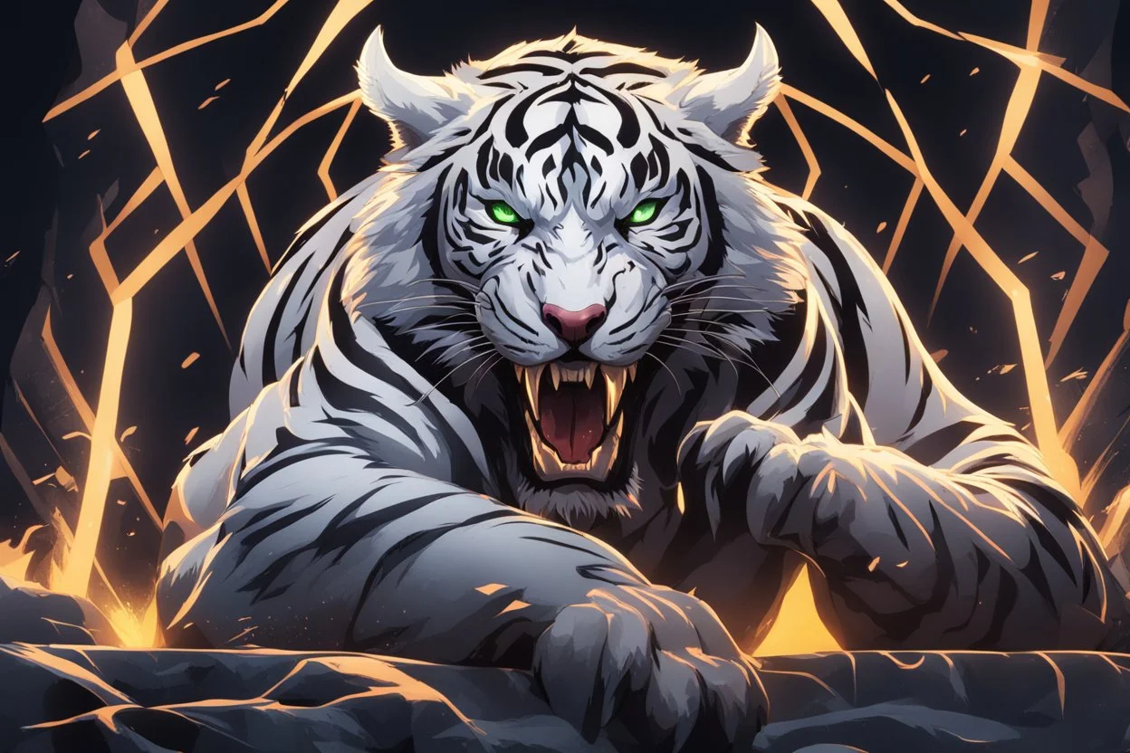 Venom beast in 8k solo leveling shadow artstyle, ice white tiger them, neon effect, full body, apocalypse, intricate details, highly detailed, high details, detailed portrait, masterpiece,ultra detailed, ultra quality