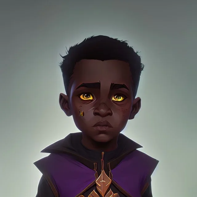 Portrait of a sweet dark skinned toddler warlock boy with dark hair