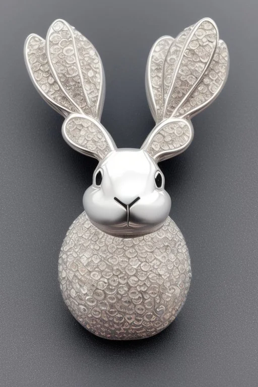 White gold rabbit brooch Contains black crystal