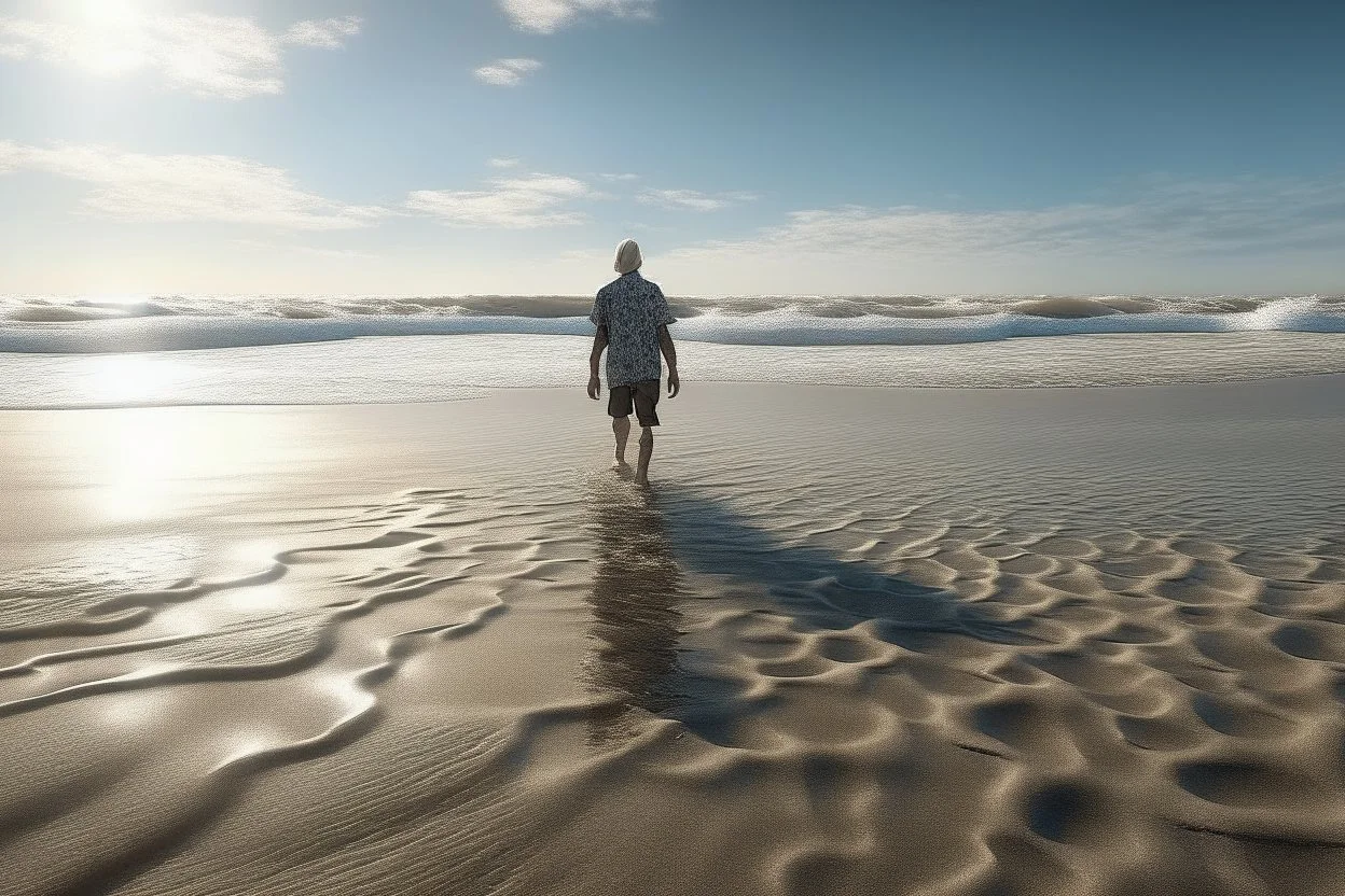 extremely detailed realistic photograph of a person on the beach