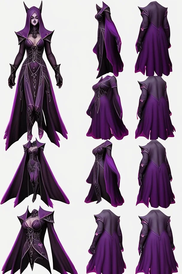 witch necromancer female dress turnaround