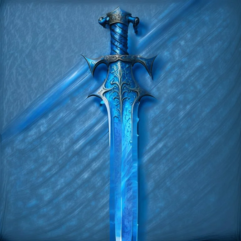 A blue Zweihander sword. Zoomed out.