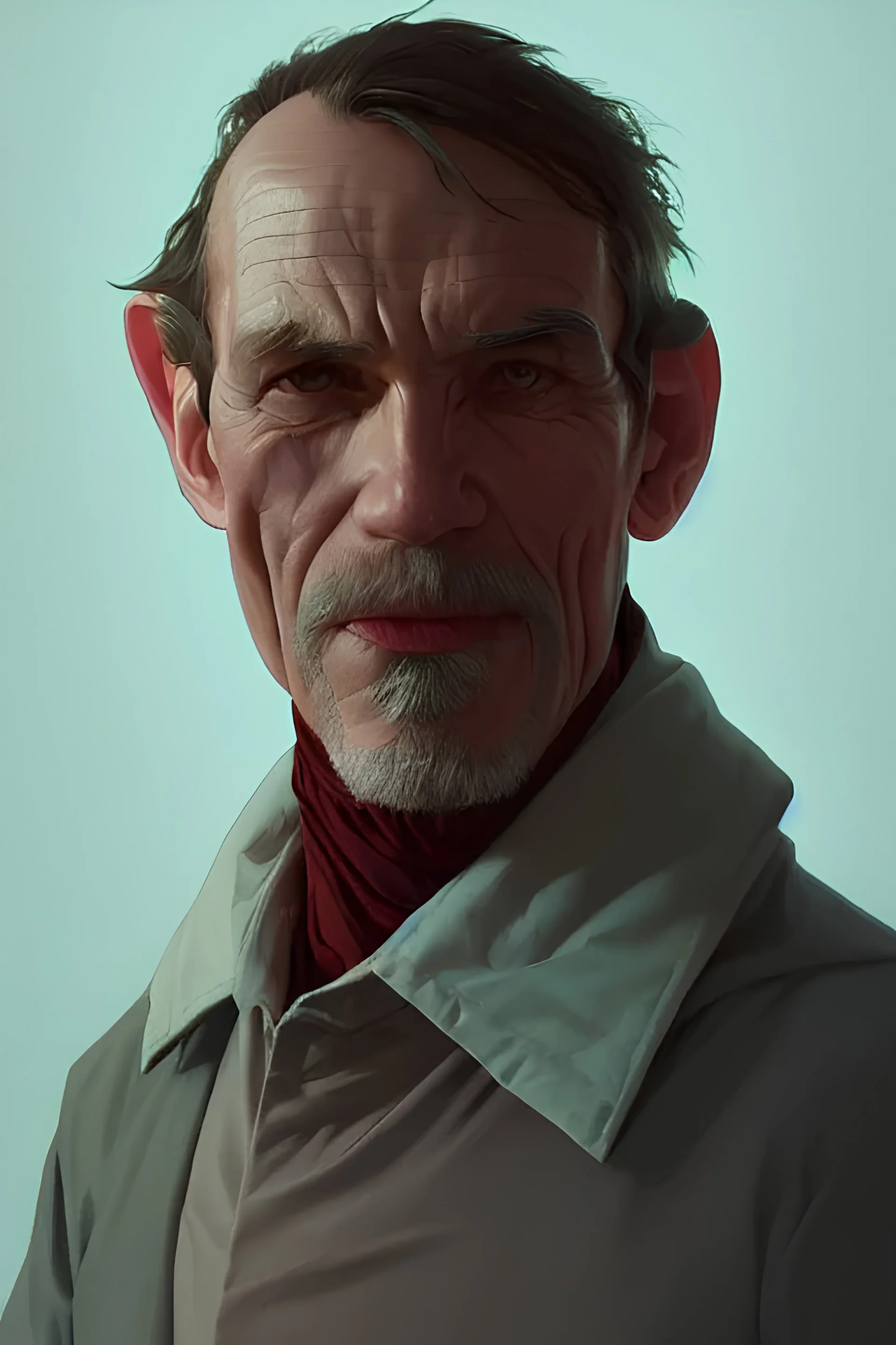 a portrait of oldman,tongue out man,artstation, matte, highly detailed, concept art, illustration, ambient lighting, art by ilya kuvshinov, artgerm, alphonse mucha