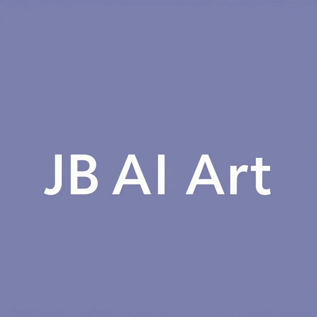 A sleek, minimalist logo design for 'JB AI Art' - an innovative AI-powered art and 3D graphics studio. The logo should feature a simple, elegant monogram or wordmark using a modern, sans-serif typeface that conveys a sense of professionalism, creativity, and technological sophistication. Incorporate subtle visual references to AI, such as geometric shapes, lines, or symbols that evoke digital/technological elements. Use a color palette that is clean, bold, and eye-catching - potentially leverag