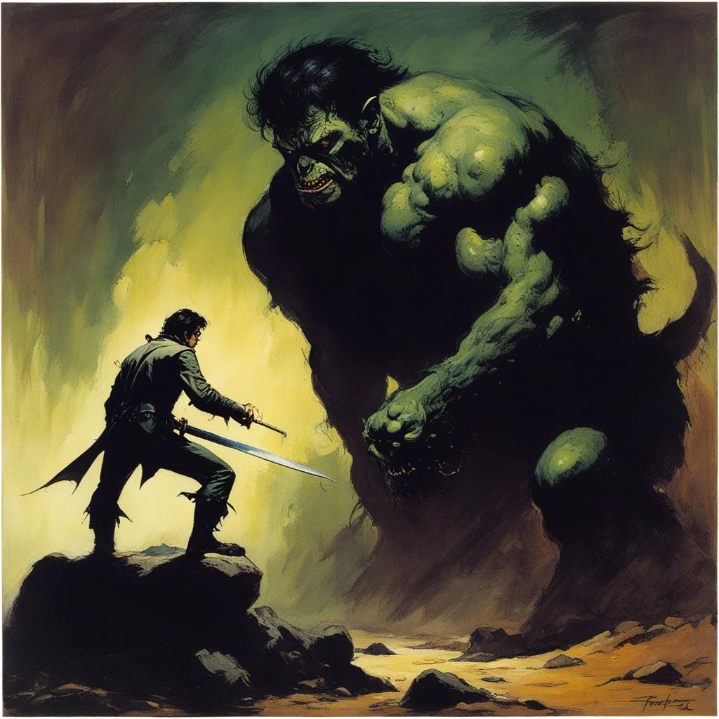 Victor Frankenstein AND MONSTER [by frank frazetta]