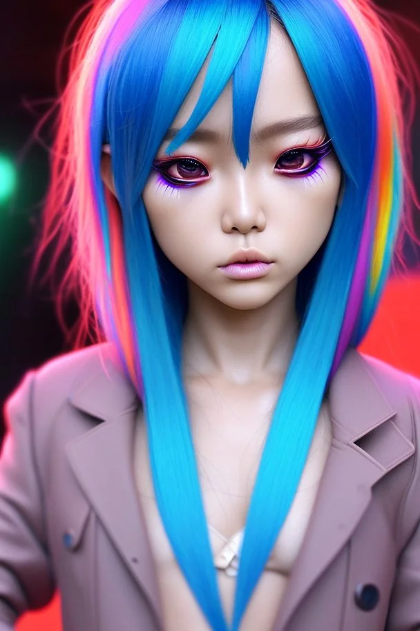 asian cool stylish, little kim lookalike, with piercings,rainbow hair, androgynous look, epic colour treatment, cinematic colour treatment, meticulously intricate perfectly symmetrical extremely detailed, pixiv daily ranking, pixiv, extreme depth of field, artstation, spectacular details, volumetric lighting, masterpiece, cinematic, Hollywood production, 8k resolution, high definition, max octane render, vivid colors, max resolution, max perfectionism, realistic composition, professional photo