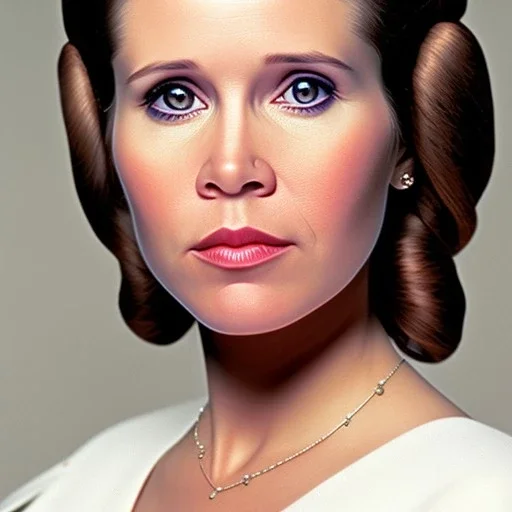 analog style, Beautiful photorealistic color close up face of carrie fisher, realistic soft pale skin, rim lighting, sharp eyes, dark plain background