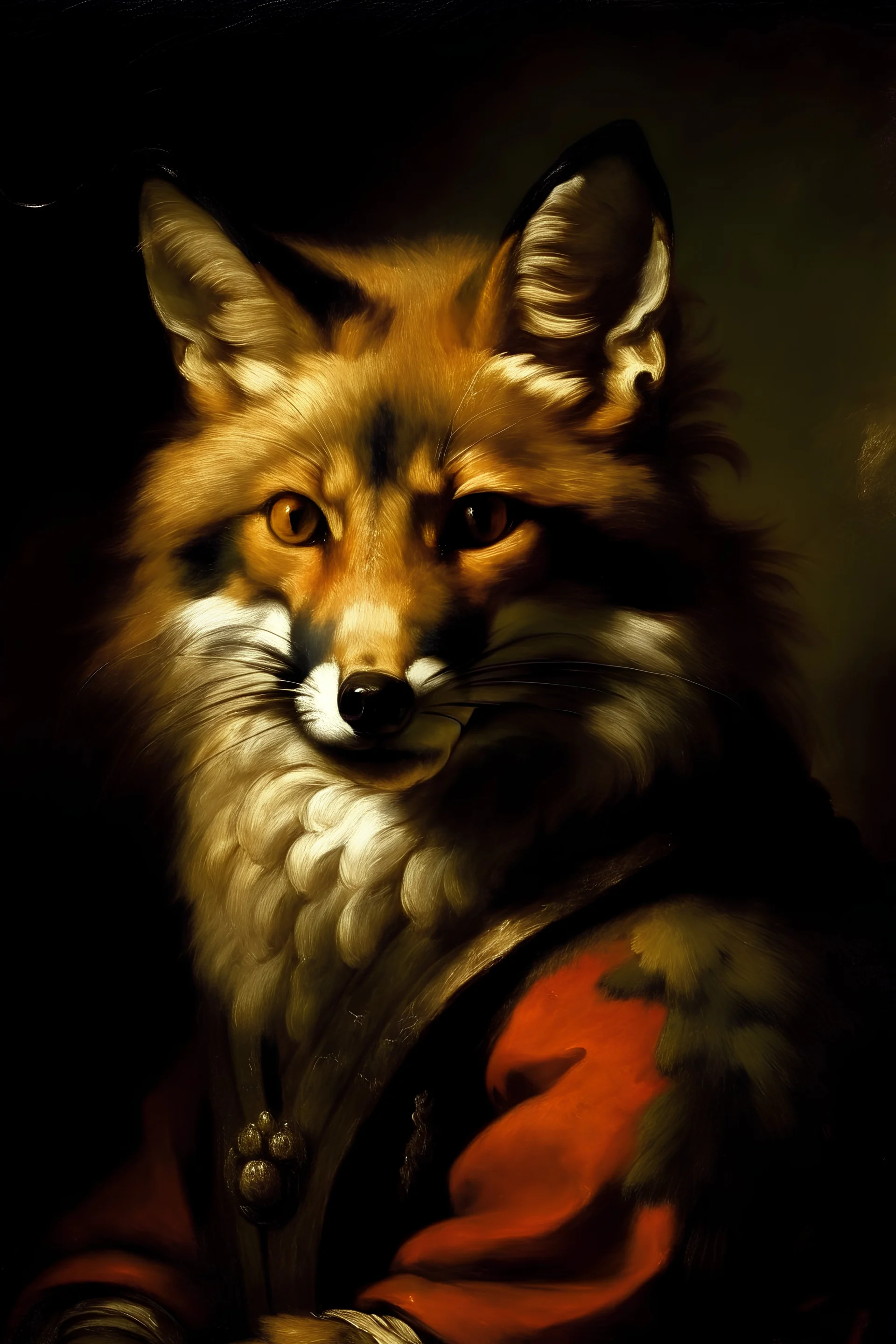 a red fox painted by rembrandt