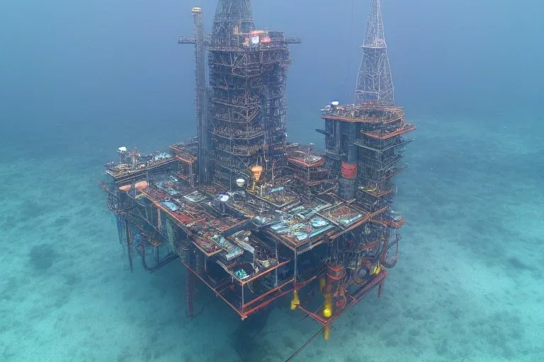 an oil platform under water