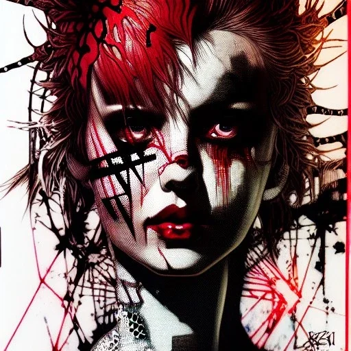 singer Danish MØ face, punk, hyper detailed, intricately detailed, illustration by <Yoji Shinkawa>, darkred tones,singer Danish MØ face, punk, hyper detailed, intricately detailed, illustration by <kilian eng> <Yoji Shinkawa>, darkred tones,