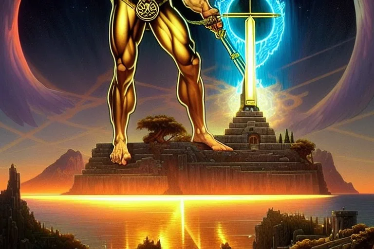 297499062 photorealistic hypermasculine fantasy illustration of I calculated a phantasm to glimpse Pythagoras's golden thigh While performing cult mathematics while visiting Olympus looking down on greece in the style of Dan Mumford, artgerm, Alphonse Mucha, Thomas kinkade, ancient Greece, apparation, specter, smooth, sharp, HDR, dof, deep focus, hyper realistic, magic, mystical, ethereal, 3d render, octane render, Pythagorean hypersigil