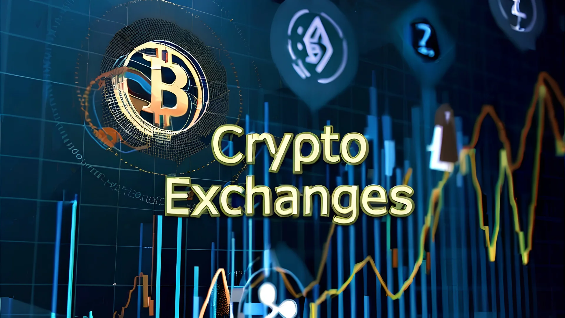 cryptocurrency exchange with different currencies and rates on large wall screen display