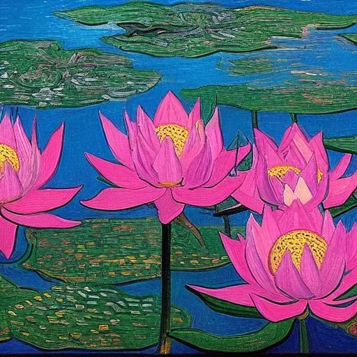 pink lotus, Vincent Van Gogh