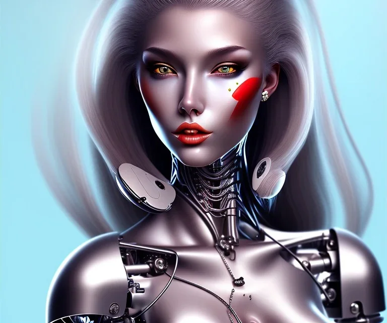 Sexy female robot face cat