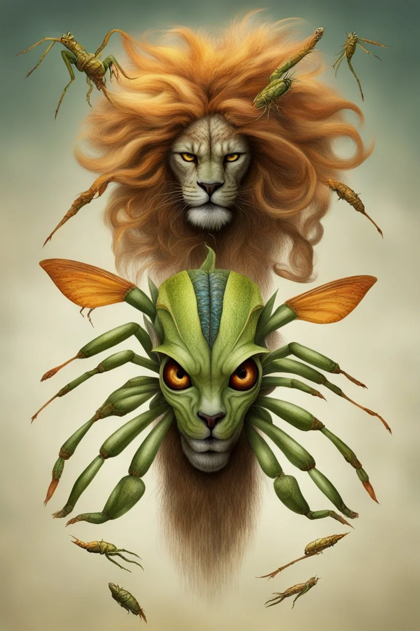 cavallette volanti con coda di scorpione, volto umano e criniera di leone