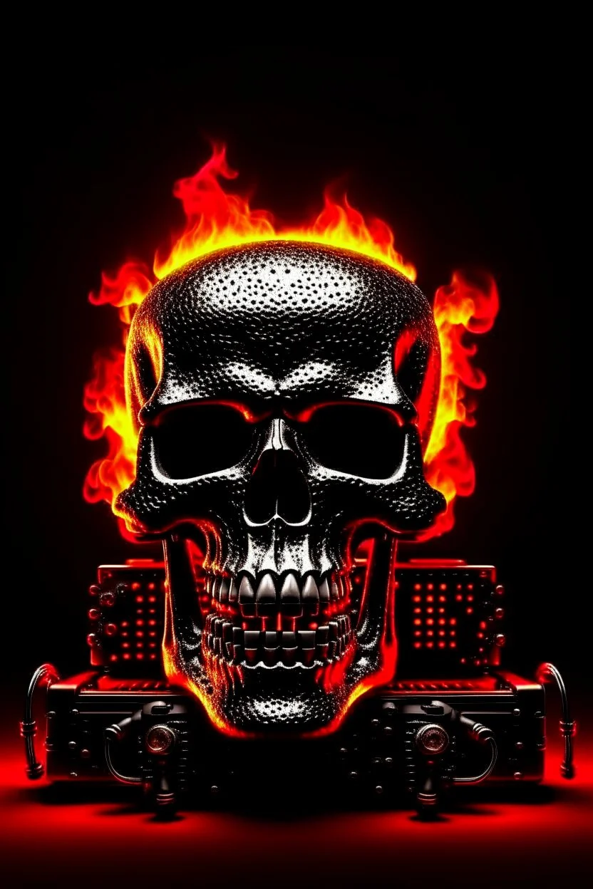 4K. REALISTIC FULL DETAILS. LOGO EMISSION DE RADIO HARDROCK FIRESTARTER TERMINATOR AVEC UNE CRETE DE PUNK; FLAMMES EN FOND D IMAGE