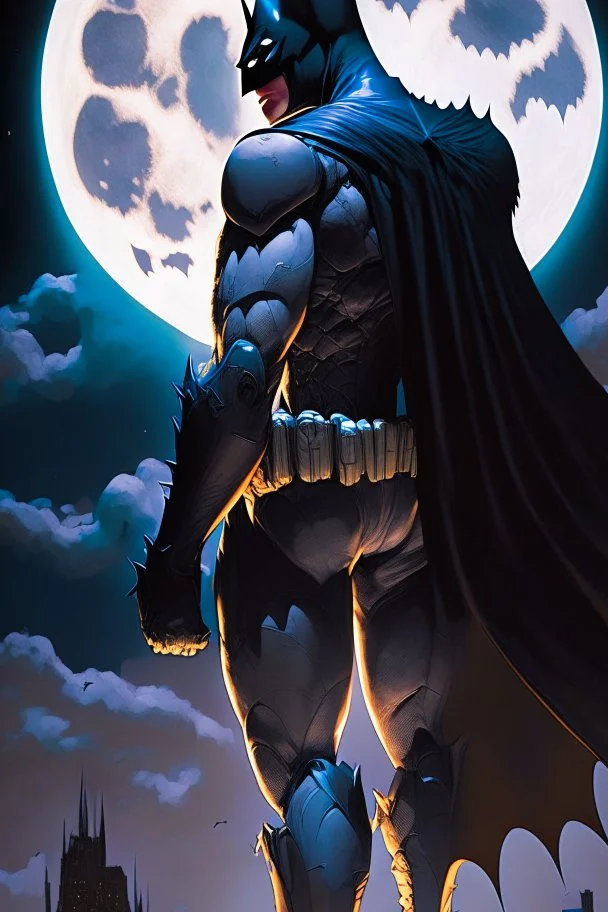 a batman standing in front of a full moon, masayoshi suto and artgerm, artgerm and genzoman, batman mecha, as seen on artgerm, batman beyond, featured on artgerm, artgerm comic, artgerm greg rutkowski _ greg, style of artgerm, artgerm and ben lo and mucha