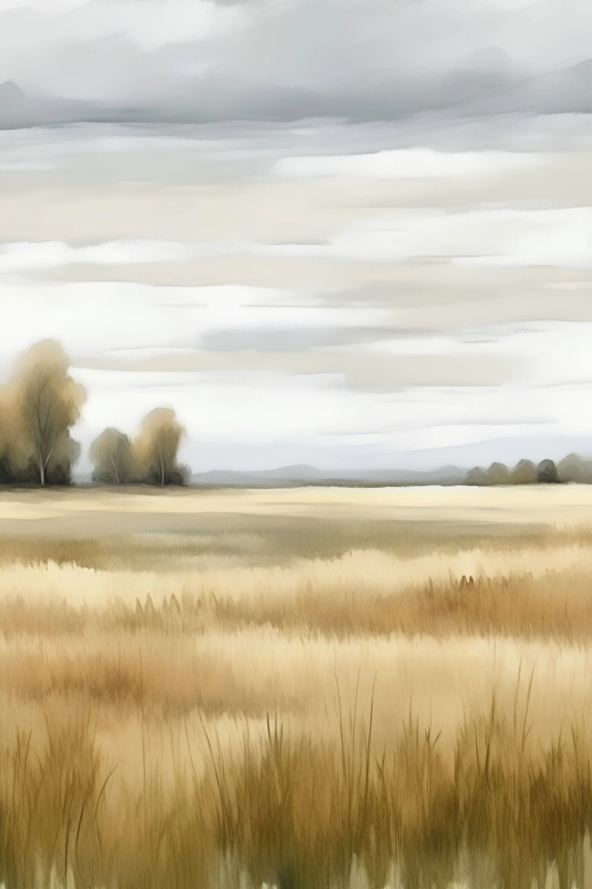 Neutral Landscape Printable , Fall Print, Grass Field Landscape Print, Country Oil Painting, Vintage Style Decor, Summer Print