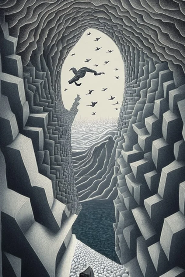 And it feels now Just like heaven's coming down Your soul shakes free As its conscience hits the ground; surreal, optical art, mc escher, award-winning