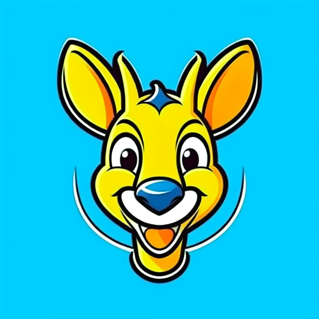 Kangaroo Mascot Logo in the style of 1997 pop culture.