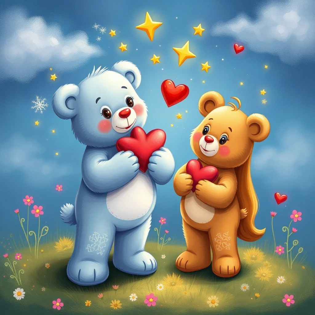 a care-bear's star-buddy and a heart-buddy