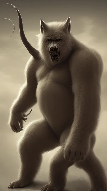 The creature was a large beast who was the size of a horse. Its body was covered with thick shaggy white fur. Its powerful ape-like arms were clawed, and the face resembled a wolf's, but it had no eyes—only a long row of furiously breathing nostrils. When summoned to Icewind Dale, it wore a necklace of twenty hands, removed from victims as a part of the summoning ritual.