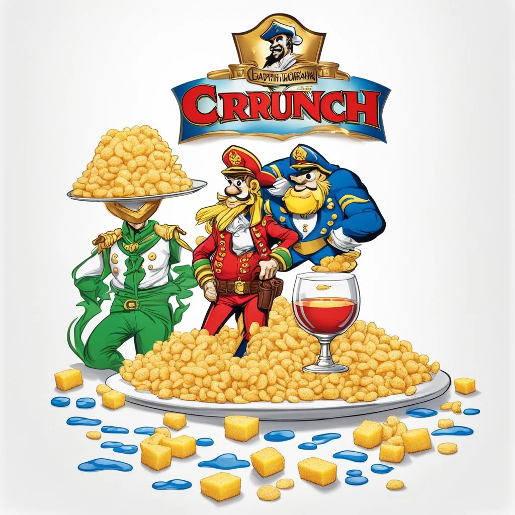 combine Captain Morgan and Captain Crunch on a white background