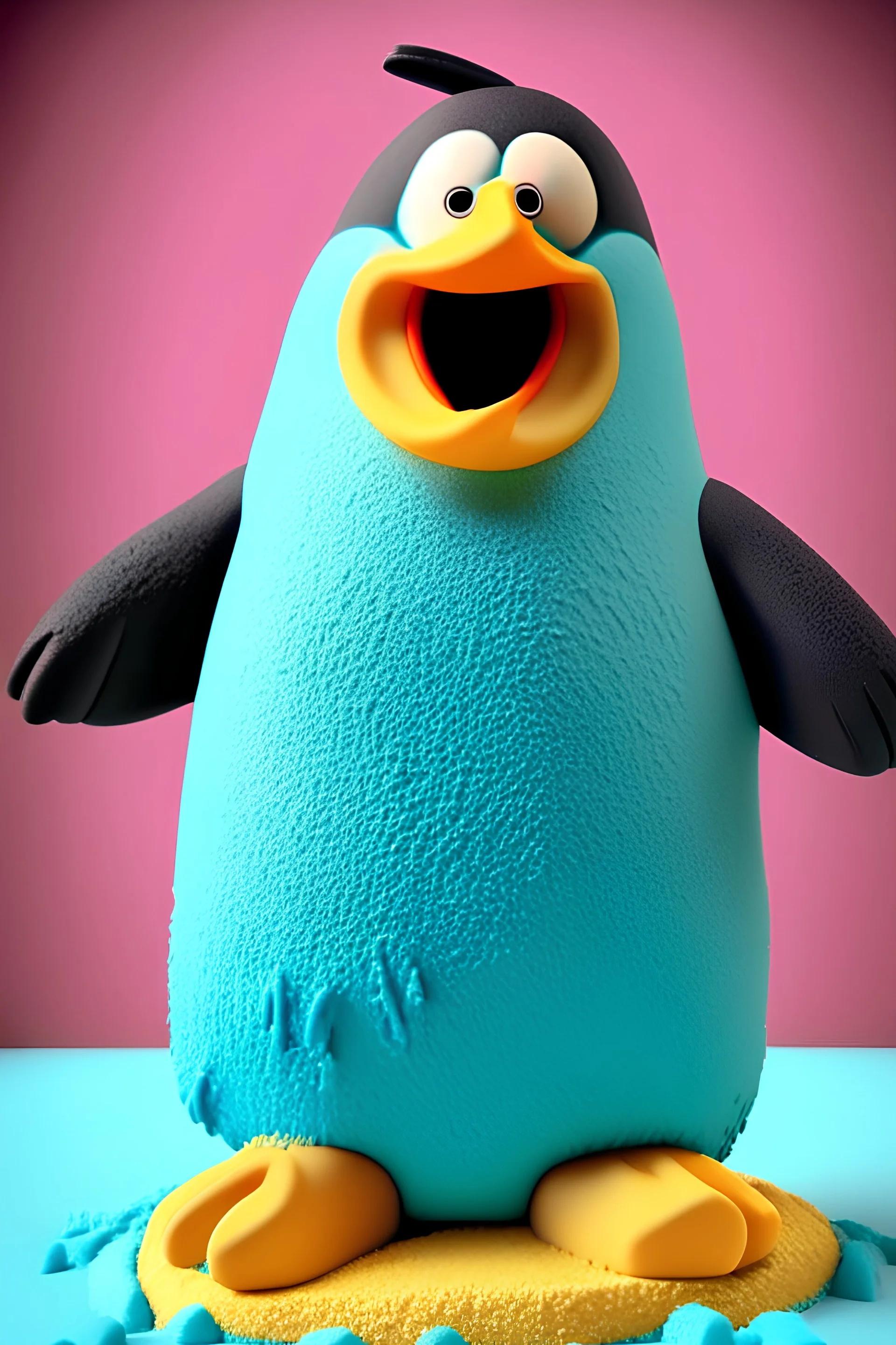 cheery penguin avatar full body in play-doh texture