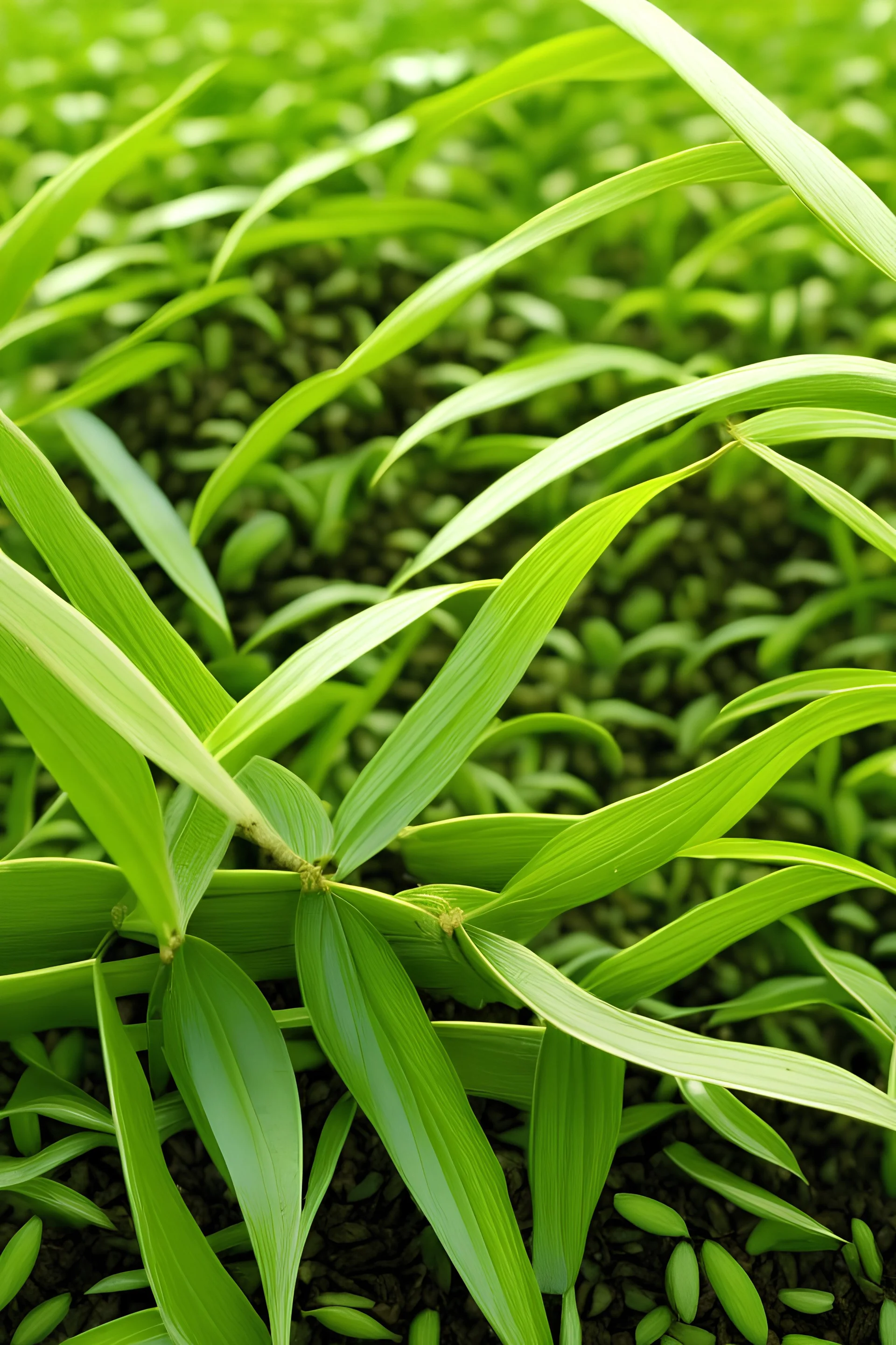 The rice grain and tea leaf, after growing, reach maturity from the ground. The rice yields golden clusters, while the tea produces beautiful green leaves.