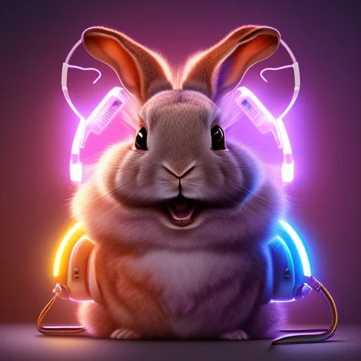 pixar style anamorphic cute rabbit baby, smiling, cyberpunk headphone, sunglass, gangsta gold neckless, full body, magenta puffer jacket, manila city backdrop, dramatic lighting, hyper realistic, unreal engine 5, 16k