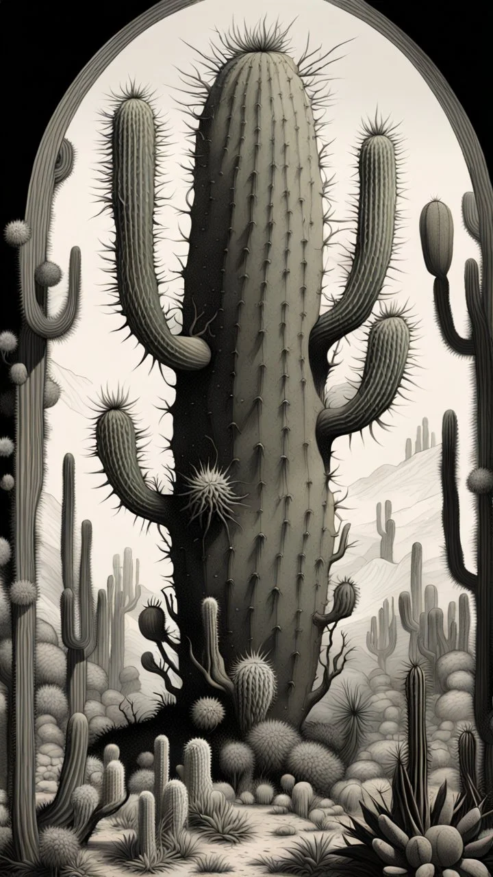 Busch painting style nightmare, by Daniel Merriam, by Albrecht Altdorfer, surreal, abstract, cactus growing Modifiers: fantasy intricate very attractive beautiful Unreal Engine hdr cinematic postprocessing pencil sketch black ink Craig Rutkowski more Magic Prompt A surreal of a hypercomplex cactus sylph with a perfectly symmetrical , featuring sharp,and impossibly soft skin