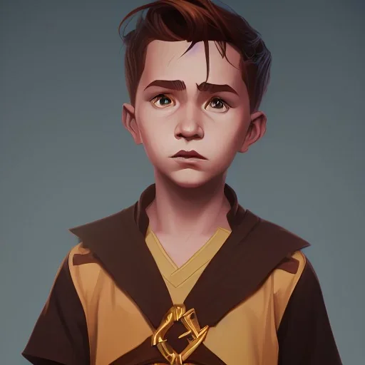 Portrait of a brown haired kid blessed with magic by Nick Harris