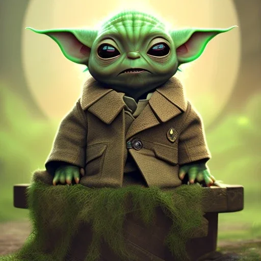 super cute photorealistic portrait of a baby yoda, star wars, intricate, headshot, highly detailed, sharp focus, cinematic lighting,