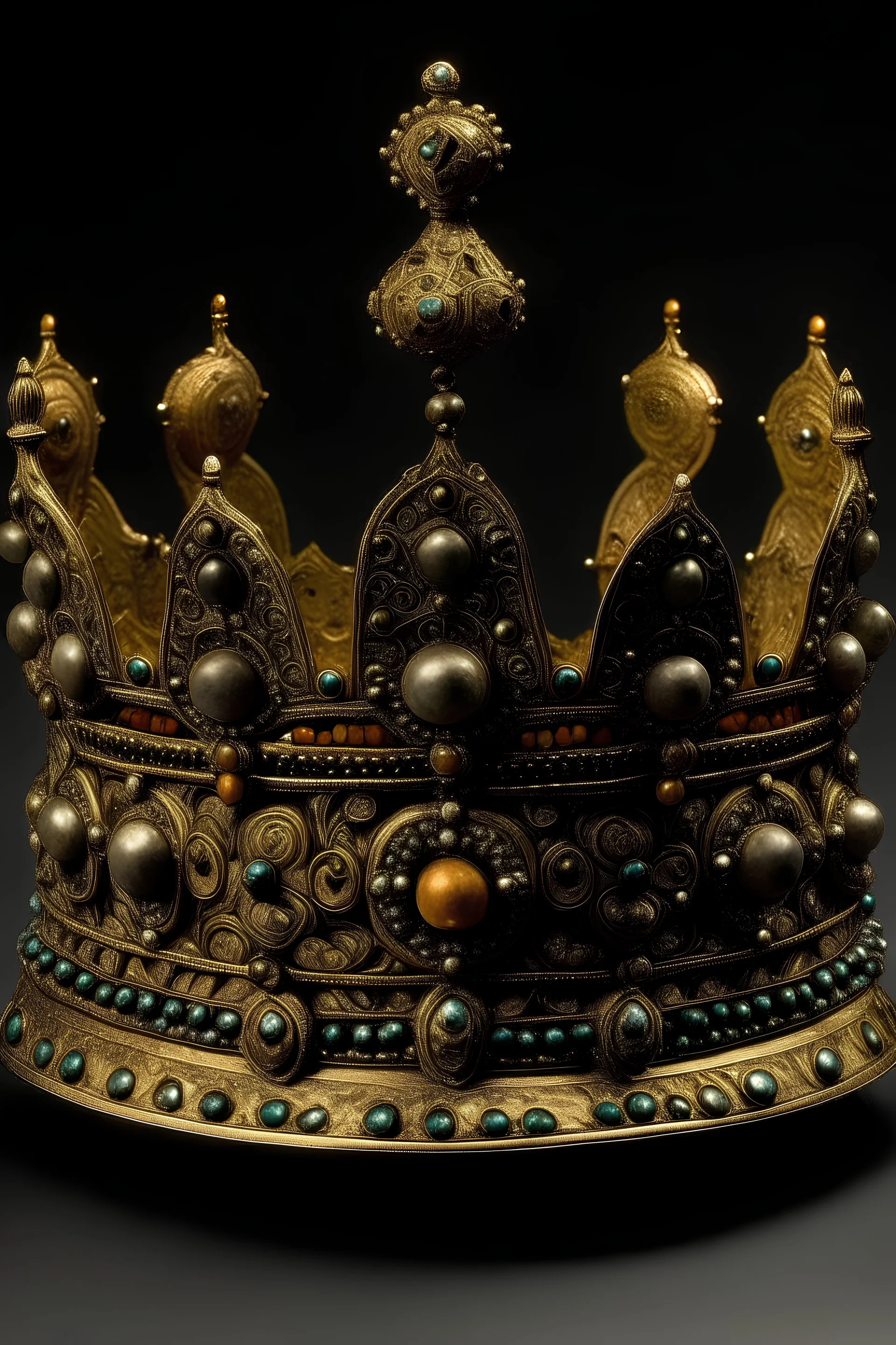 A crown with Amama for a king from the ancient Baroque era, decorated with Arabic letters indicating Arab civilization, suitable for the king of letters.