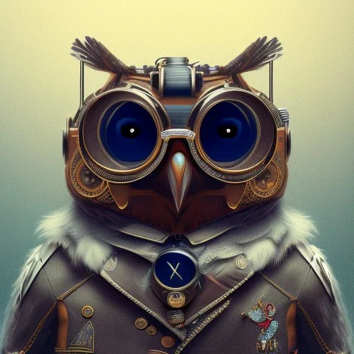 Steampunk Owl, tilt shift,miniature, extreme detail, Photorealism, macro lens 24mm, cinema4d, HDR, 8k, unreal engine 5