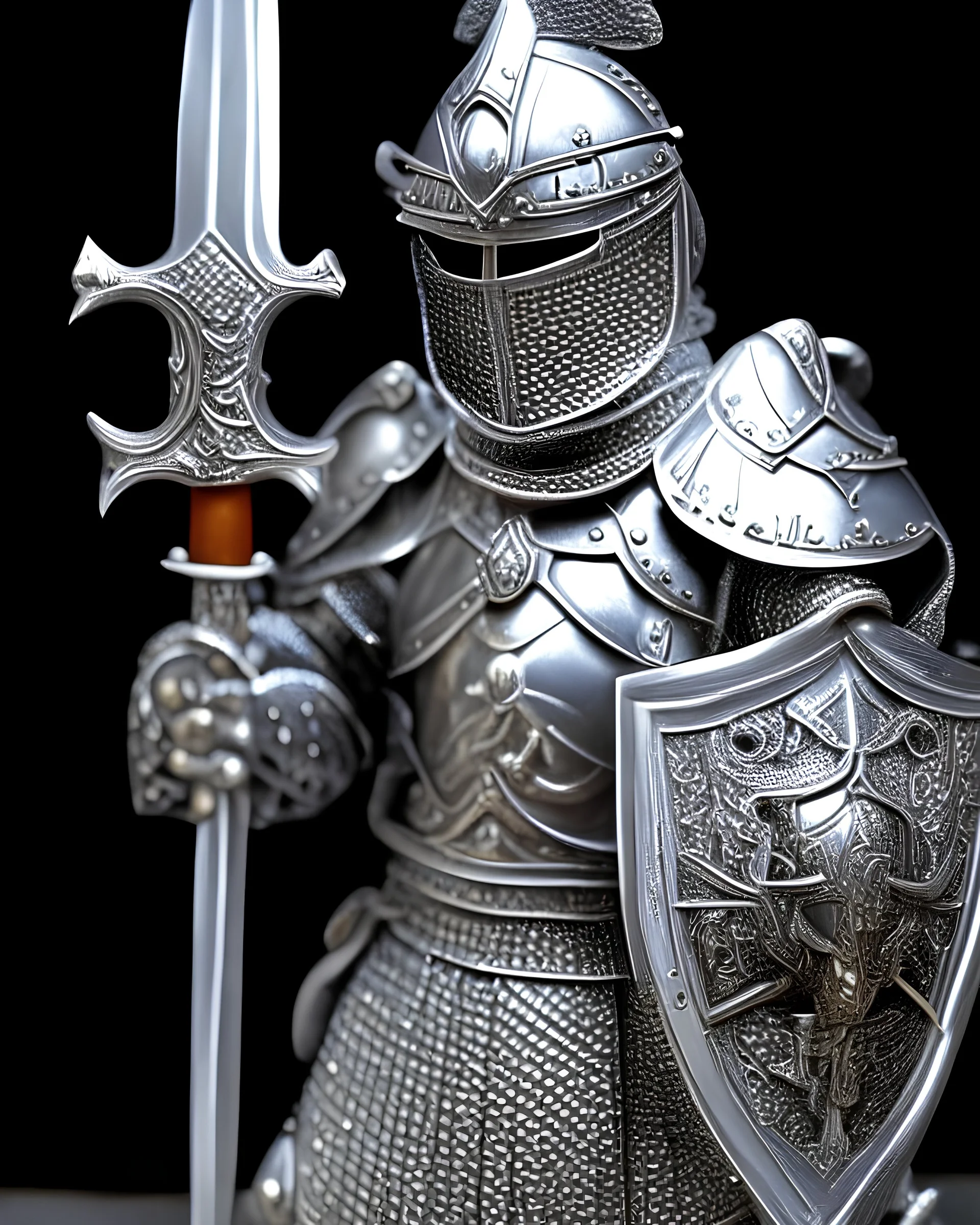 Gustavo Petro anthropomorphic 2d in silver armor with swords