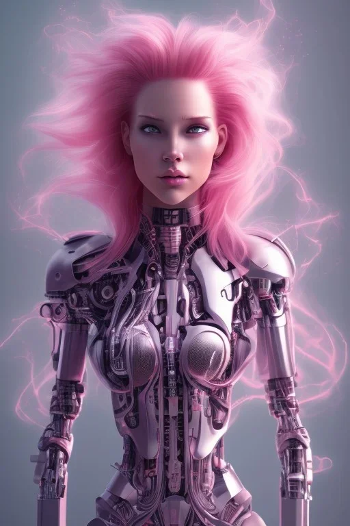 cyborg, pink hair,seven