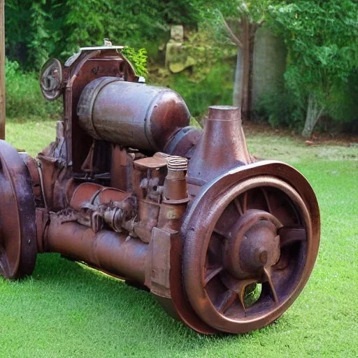 Old single cylinder engine rusty big size single brown