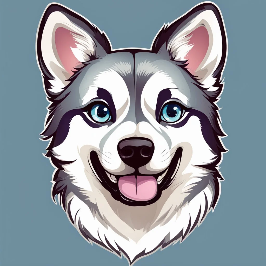 Cute Husky dog face with adorable eyes / t-shirt design / clear lines