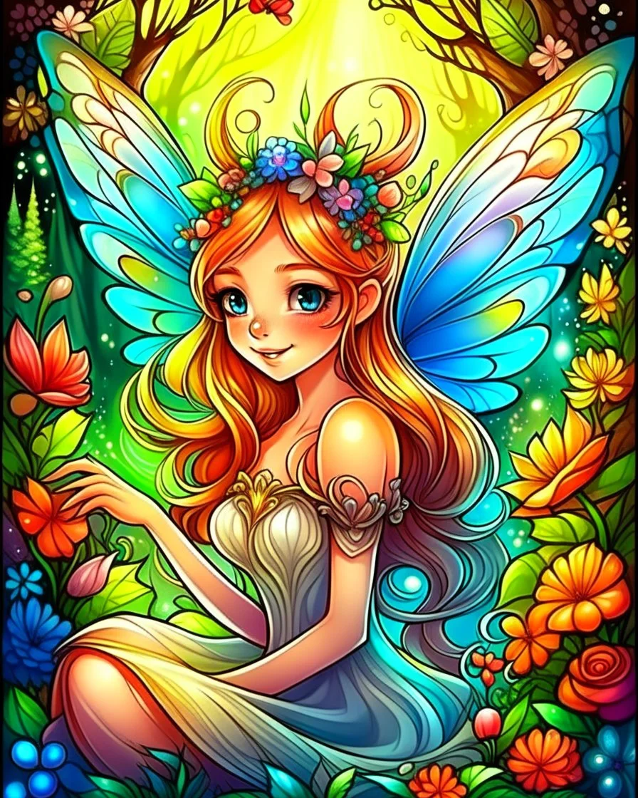 enchanted cute fairies ,illustration, adult book cover