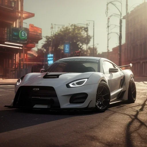 photo of a ultra realistic modified sport car,new wraps, cutaways,freshest,relaxing, night street,eye-catching visuals, rims, sunny, springs, cinematic lighting, studio lighting, 4k, hyper realistic, focused, landscape, extreme details, unreal engine 5, cinematic, masterpiece