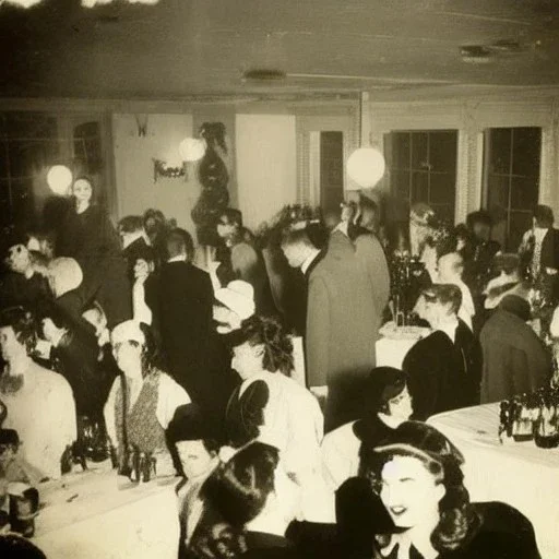 Creepy old photo of new years eve party