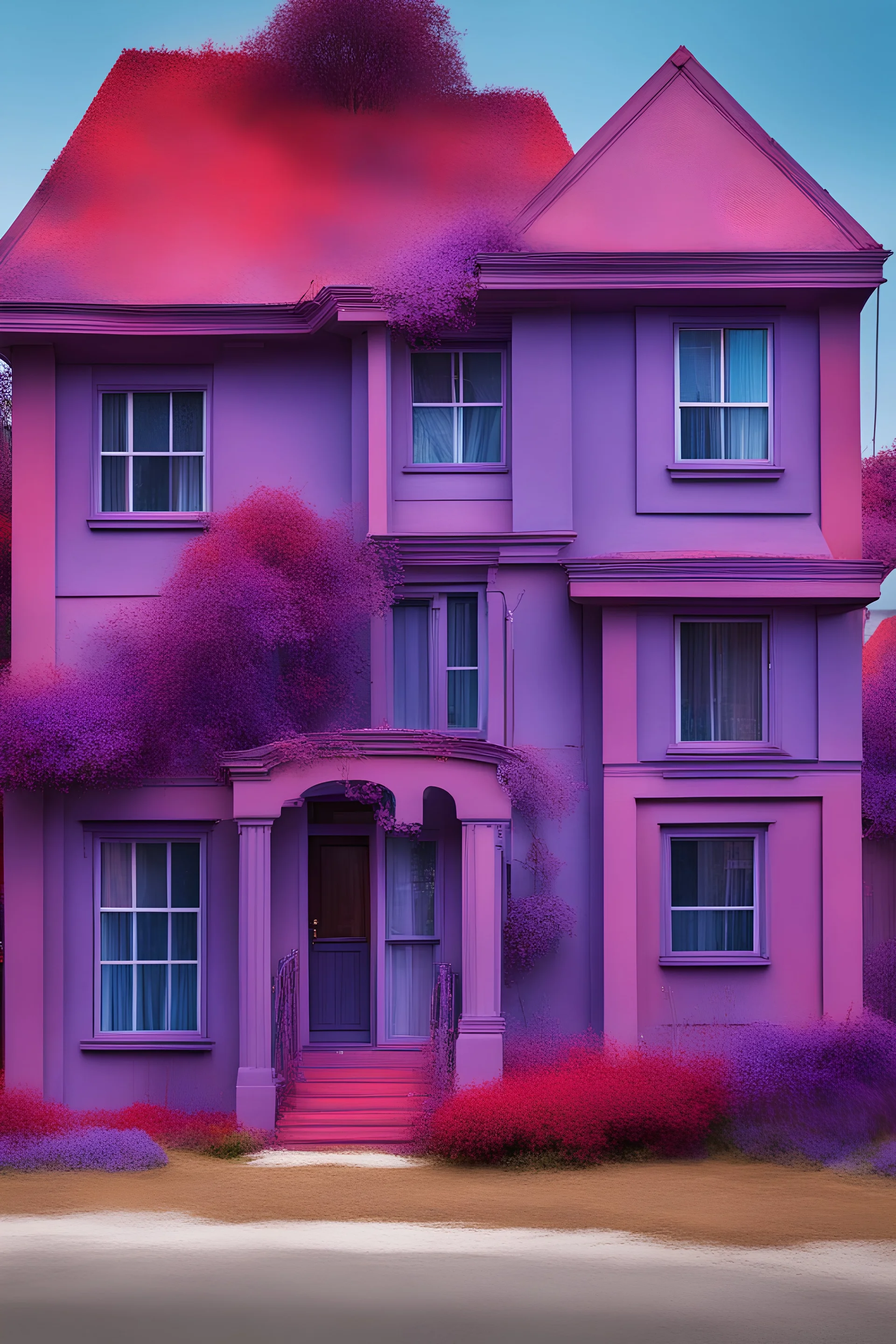 Purple house with blue and red tints