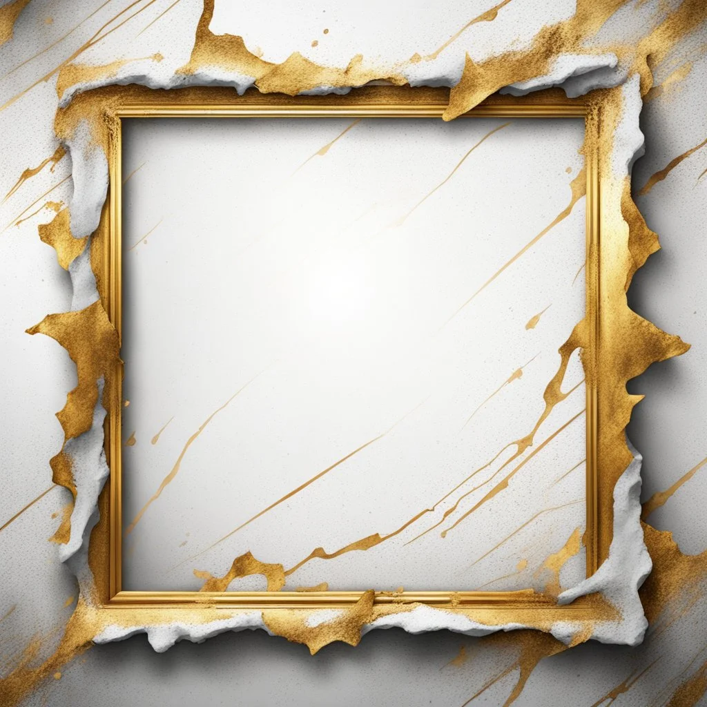 Hyper Realistic White, & Golden Grungy-Thick-Lines-Frame-Background