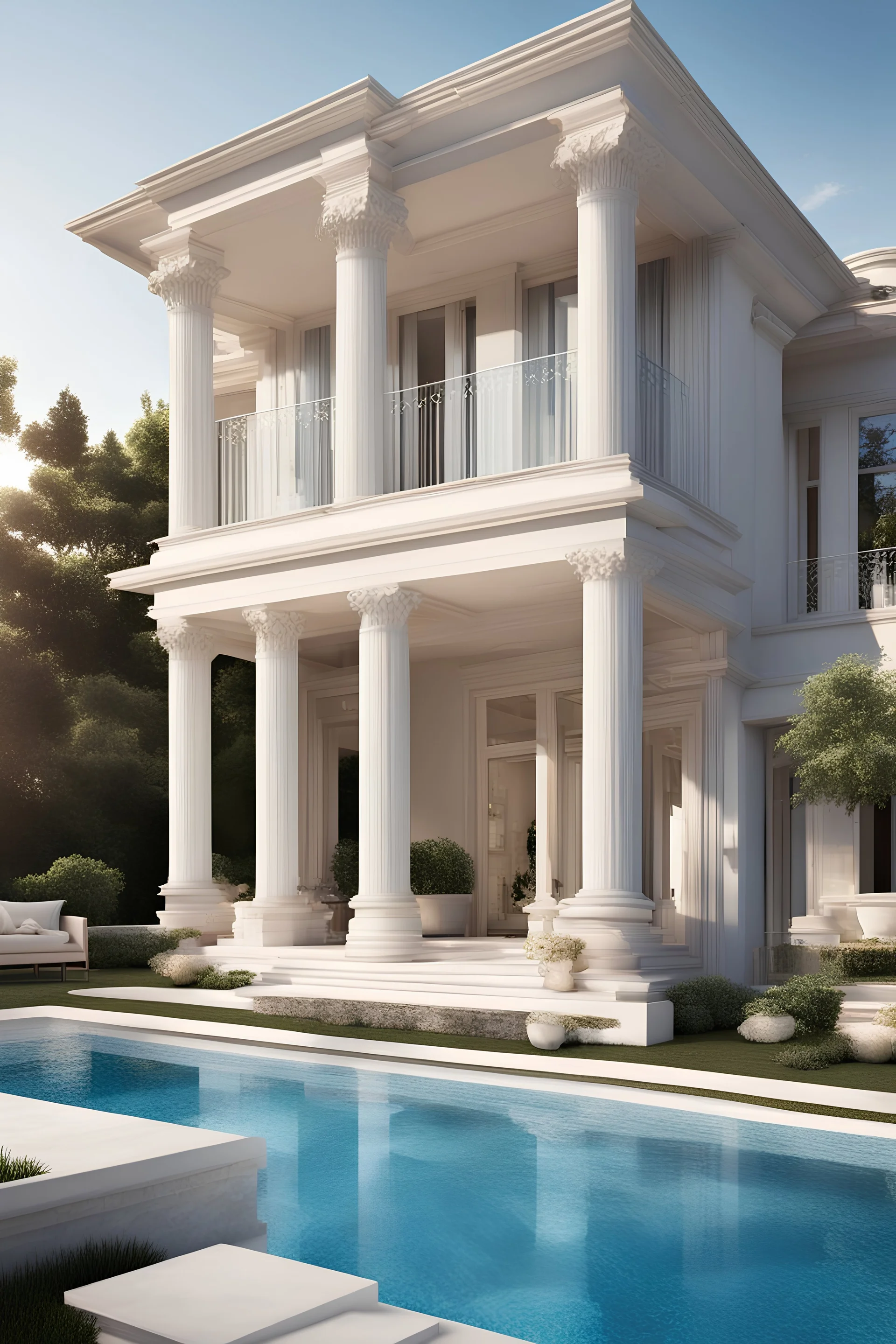 A luxurious CLASSIC house with a swimming pool and a sea view