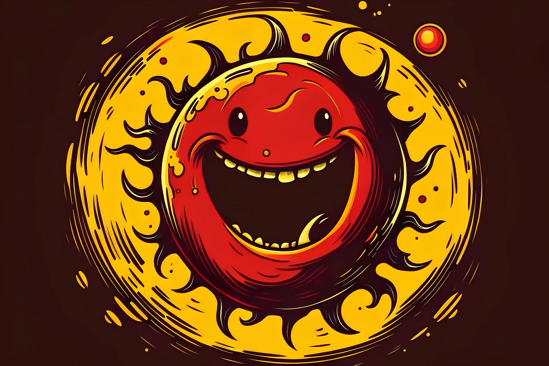 happy sun destroying bad earth in a bloody way