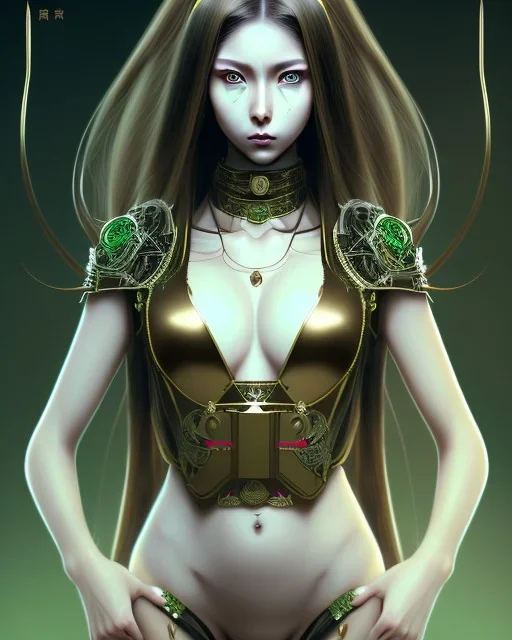 Detailed anime Kunoichi girl, long brown hair, green eyes, black latex bodysuit, intricate detail, portrait, keep head in frame, smile, black Japanese motif, concept art, highly detailed, digital painting, concept art, sharp focus, illustration, art by Yoji Shinkawa, WLOP and greg rutkowski and alphonse mucha and artgerm and yanjun Chen and Junji ito and Makoto Shinkai, HDR, octane render