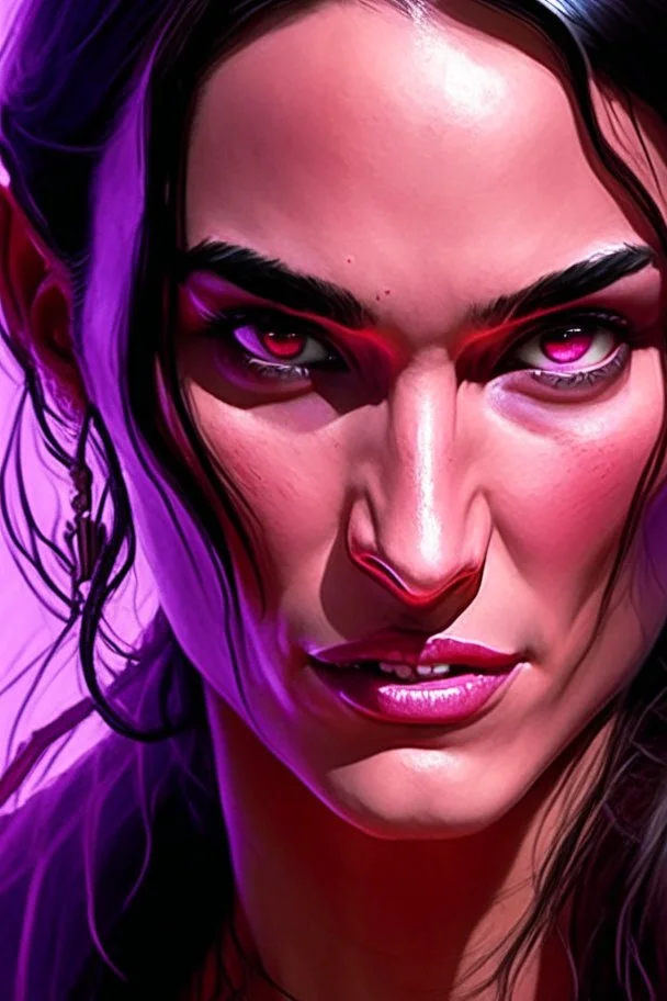 actress megan fox, purple skin