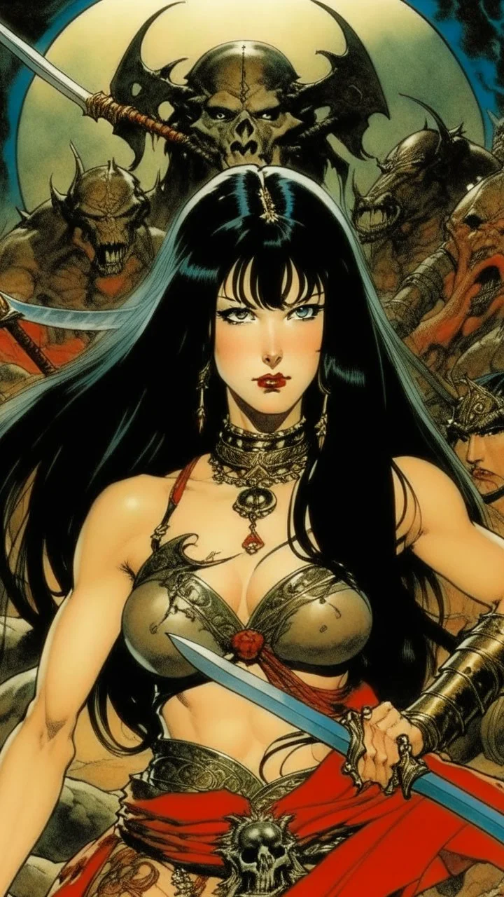 Betty Page art from japanese style 1900 movie. Heavy metal